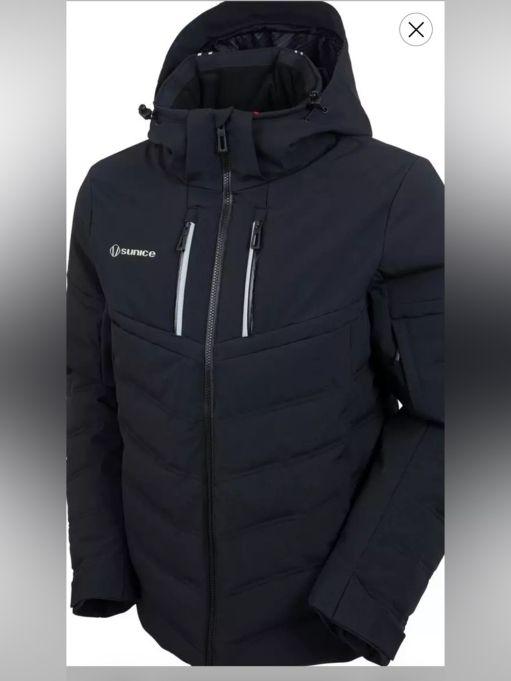 Sunice Cypress Men's Black Quilted Hooded Winter Ski Jacket, XXL